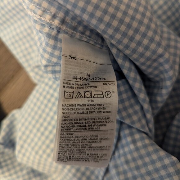 Men's Banana Republic Blue Checkered Short Sleeve Button-Up - Picture 4 of 7